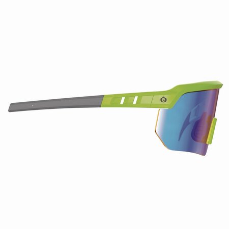 Ergodyne Skullerz AEGIR Anti-Scratch/Anti-Fog Safety Glasses, Lime Nylon Impact Frame, Blue Mirror Poly Lens 55018